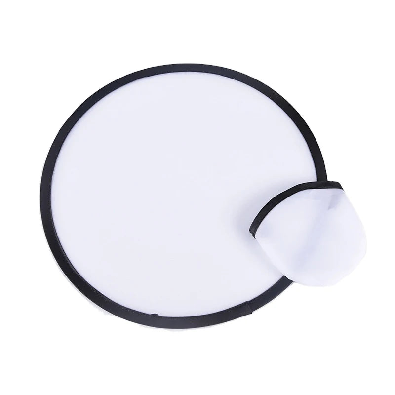 RubySub 25cm Blank White Polyester Round Foldable Pop Disc Fan With Pouth for Sublimation