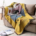 Factory Direct Sale Cartoon Home Textile Chunky Yellow Abstract Anime Tassels Throw Blanket Custom