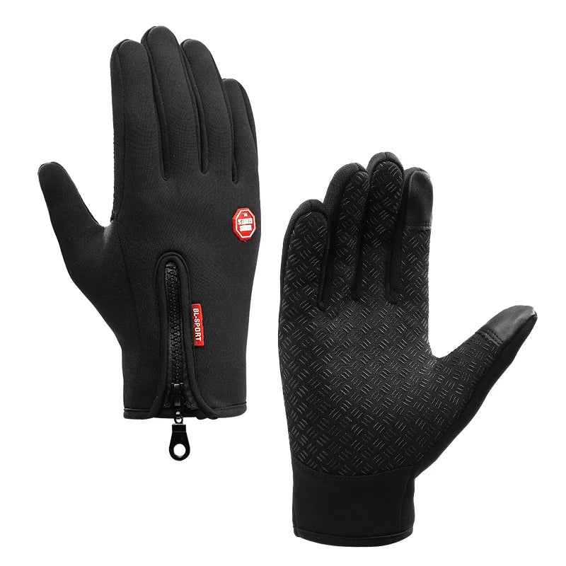 Anti-Slip Full Finger Warm Fleece Lined Gloves Winter Waterproof Gloves
