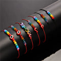 Rinhoo 2 Pcs Set Paper Card Rainbow Crystal Beads Lovers Bracelets for Couple Friends Eyes Beaded Bracelets Jewelry Gift