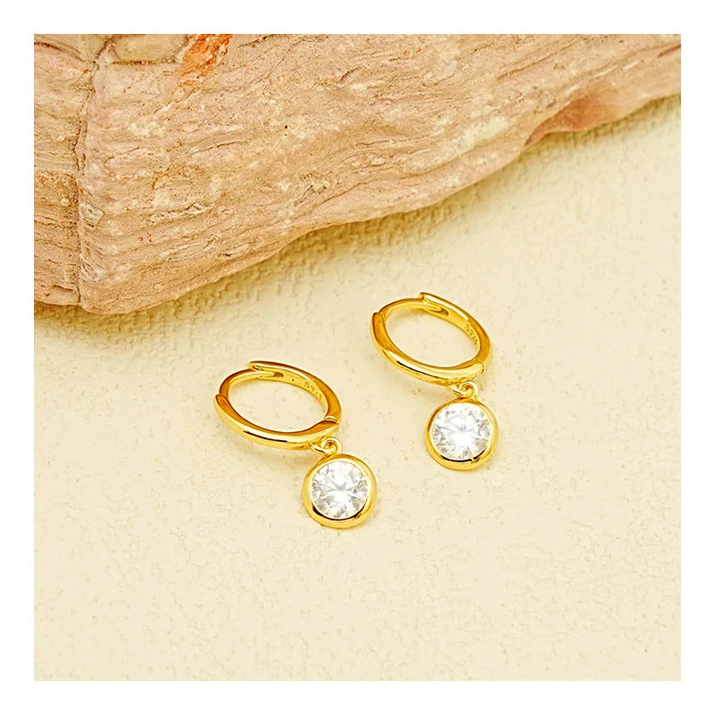 Bulk in Stock 925 Silver Earring Exquisite Simple Round Zircon Earbuckle Advanced Sense commuter Earrings