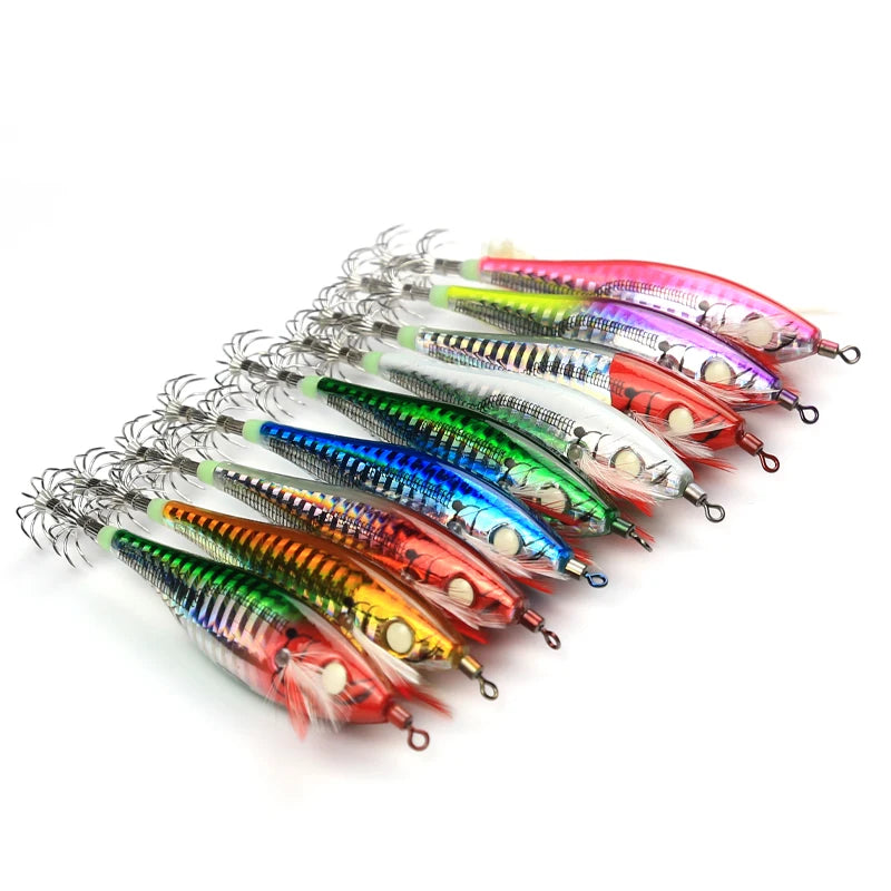 Japanese Yozuri Mold Hard Bait Lazer Wooden Bait Shrimp Fishing Wobbler EGI Squid Jig Cuttlefish Lure