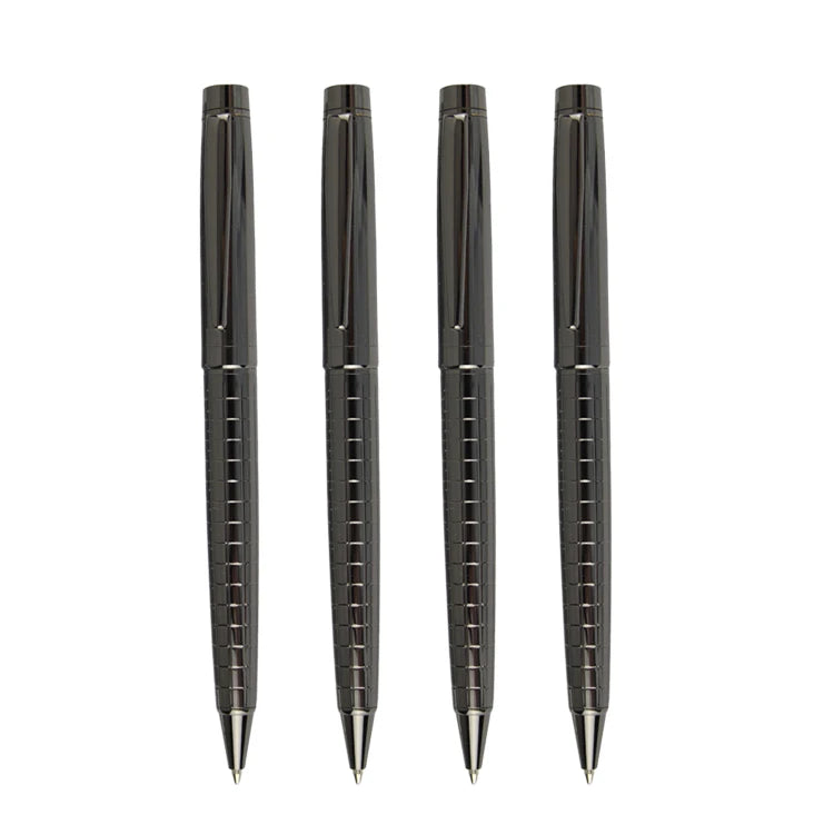 JR Hot Sale Luxury Chrome Silver Metal 1.0mm Sports Style VIP Client Souvenir Engraved Logo Ballpoint Pen Black/Blue Ink