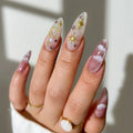 Custom Design Medium Almond Artificial Nails Supplier Wholesale Soft Gel Acrylic Hand Made Cat Eye Glitter Nails Tip Press on