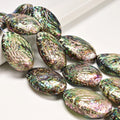 YMJ New Large 40x60mm Natural Abalone Shell Bead Puffy Oval Nugget Shape Beads for Jewelry Making Pendant