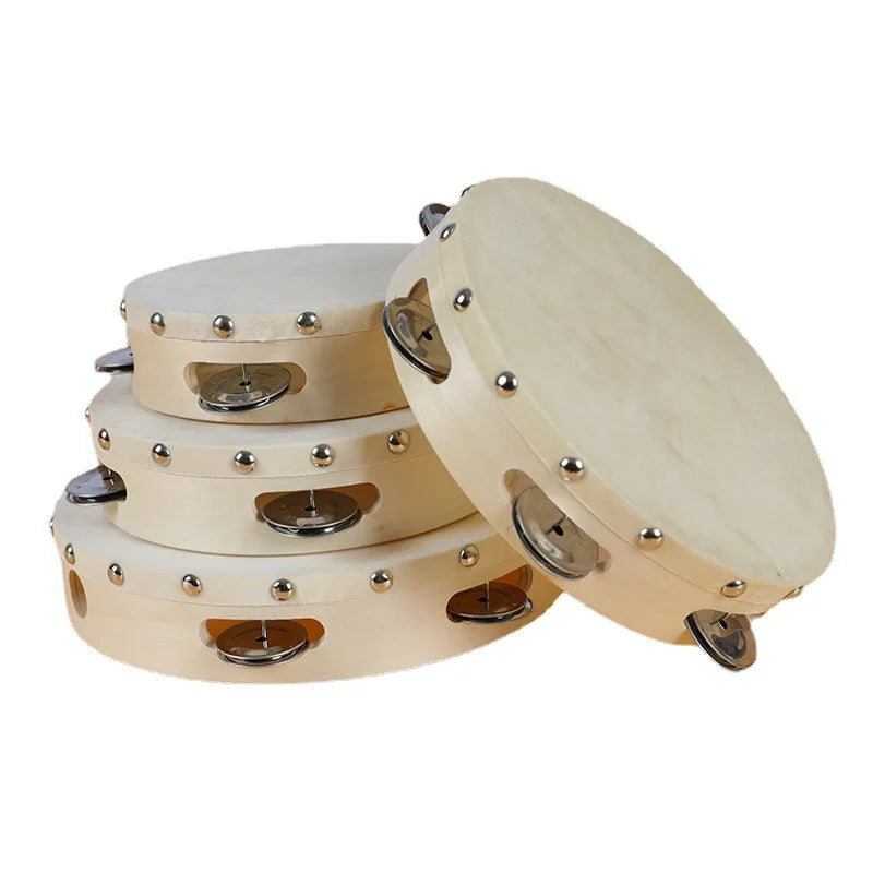 Customized Sheepskin Tambourine Children's Educational Tambourine Hand Drum Hearing Training Early Education Musical Instrument