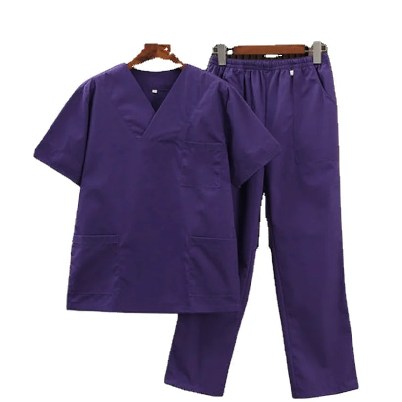 Customize Scrub Suit Set for Women Modern V-neck + 2 Pockets Jogger Pants Medical Uniform Nursing Uniforms Set