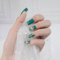Temooi Wholesale 24Pcs ABS Finger Nails Marbling Fashion Short Square False Nails Press on With Nail Glue