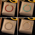 Luxury Multi-Color Cubic Zirconia Tennis Bracelet Stainless Steel with Gold Plating for Gift