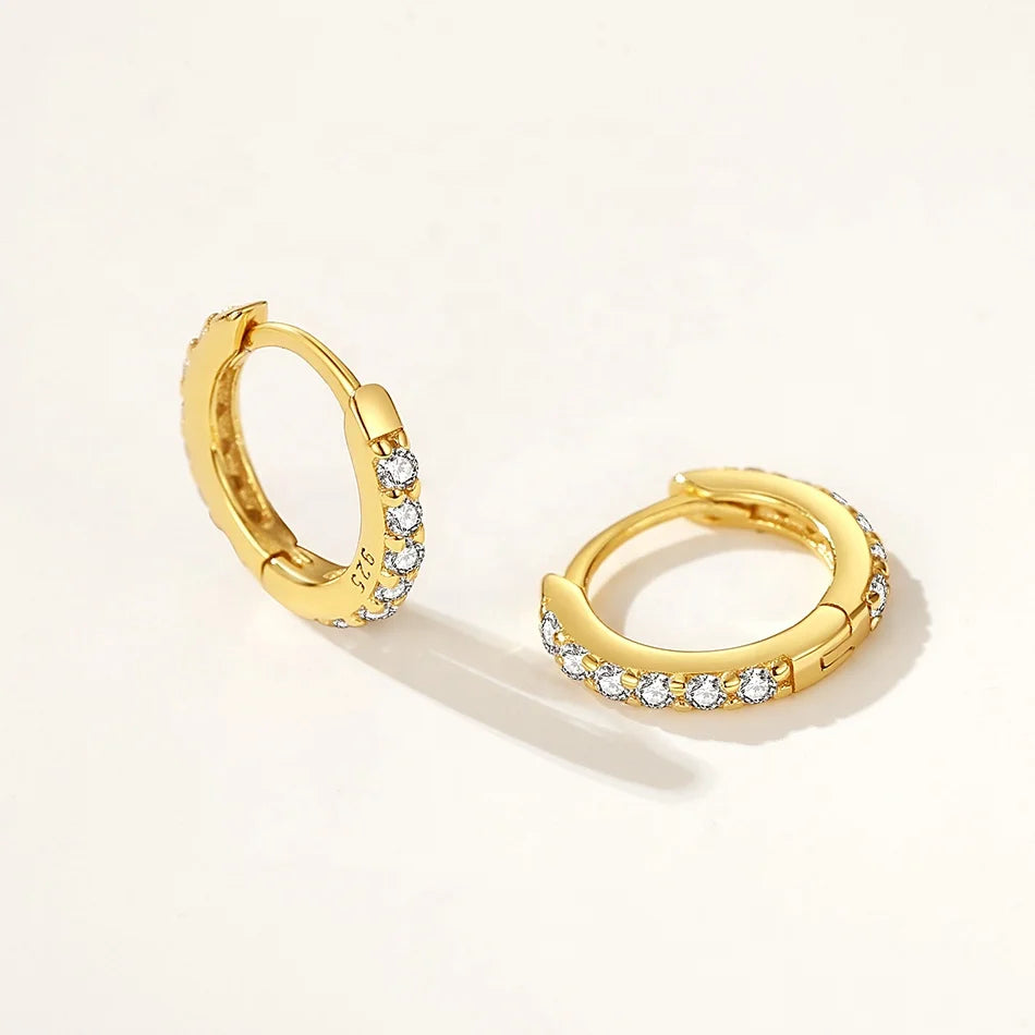 Nagosa Women Custom Jewelry 925 Sterling Silver 18k Gold Vermeil Cubic Zirconia Huggie Hoop Earrings