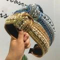 HOVANCI 2020 Korean Designer Headbands New Pearl Sequin Simple Headband Wind Knot Hair Accessories Fashion Wide Headband