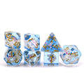 DND 16mm Blue Resin Polyhedral Dice Set Kite & Clouds Includes 7 Dungeons and Dragons Usage Dices