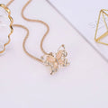 Korean Creative Crystal Opal Hollow Big Butterfly Pendant Necklace 67cm Long Sweater Chain Jewelry for Women Gifts