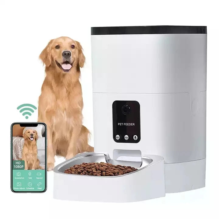 4/6L Indoor Smart Automatic Cat Dog Feeder Camera Timing Multiple Steel Bowls for Food Water Plastic Material Battery Powered