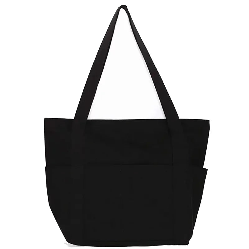 Eco-Friendly Reusable Blank Canvas Cotton Tote Gifts Bags With Zipper Pocket