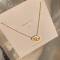 Cold Wind Minority Neck Chain Plated 18K Necklace Geometry Double-ring Love Interlocking Fashion Stainless Steel Jewelry
