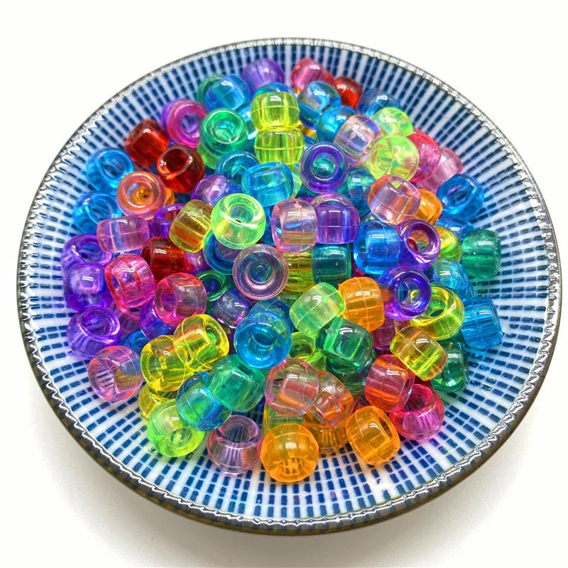 Wholesale 6*9mm Acrylic Big Hole Bucket Charm Beads Transparent Candy Color Loose Beads for Jewelry Making