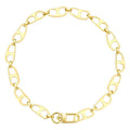Latest 18K Gold Plated Stainless Steel Jewelry Hollow Irregular Oval Sheet Chain Big Buckle Necklace Alloy Buckle P203168