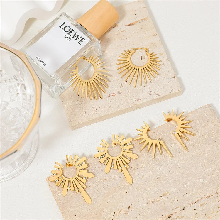 High End Jewelry Geometric Earring Custom Dainty Women Sun Flower Earrings