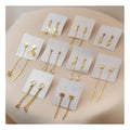 Ready Ship Trendy Stainless Steel Zircon Set Simple Geometric Pendant Statement Gold Plated Dangle Earrings Tassel Fashionable