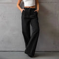 Enyami Spring Fall Urban Wear Work Leisure Official Black Trousers Business Casual Ladies High Waist Straight Women Pants