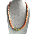 Hand Braided Spiny Oyster with Turquoise Rondelle Beads Necklace