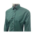 97/3 Spandex / Cotton Elastic Printing Neck Rolling Dark Green Shirts Long Sleeve Casual Formal Mens Dress Shirts