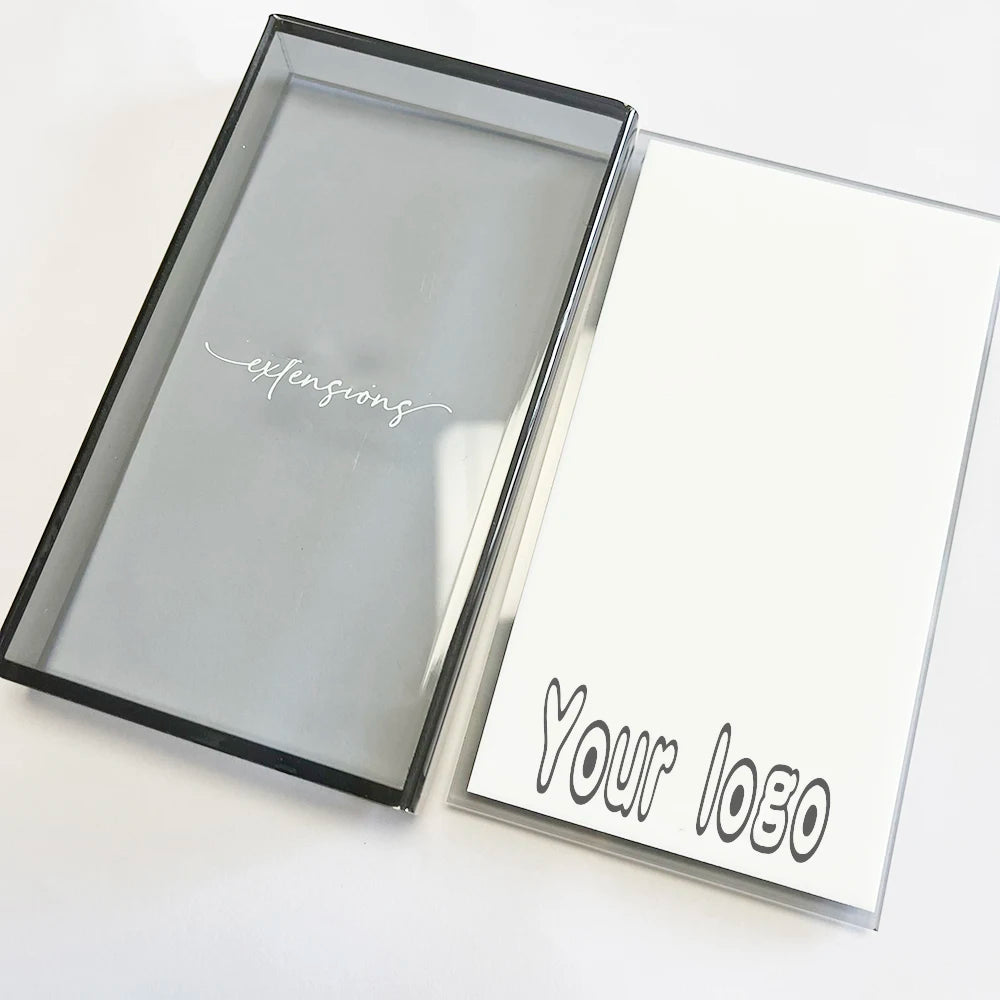 Custom logo Black pink clear Colors Acrylic Lash Tile with Cover Eyelash Extensions Organizer Storage Box Lash Tile with Cover