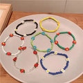 Retro Temperament All-match Bracelet Elastic Rope String Y2K Bracelet Flower Rice Bead Bracelet