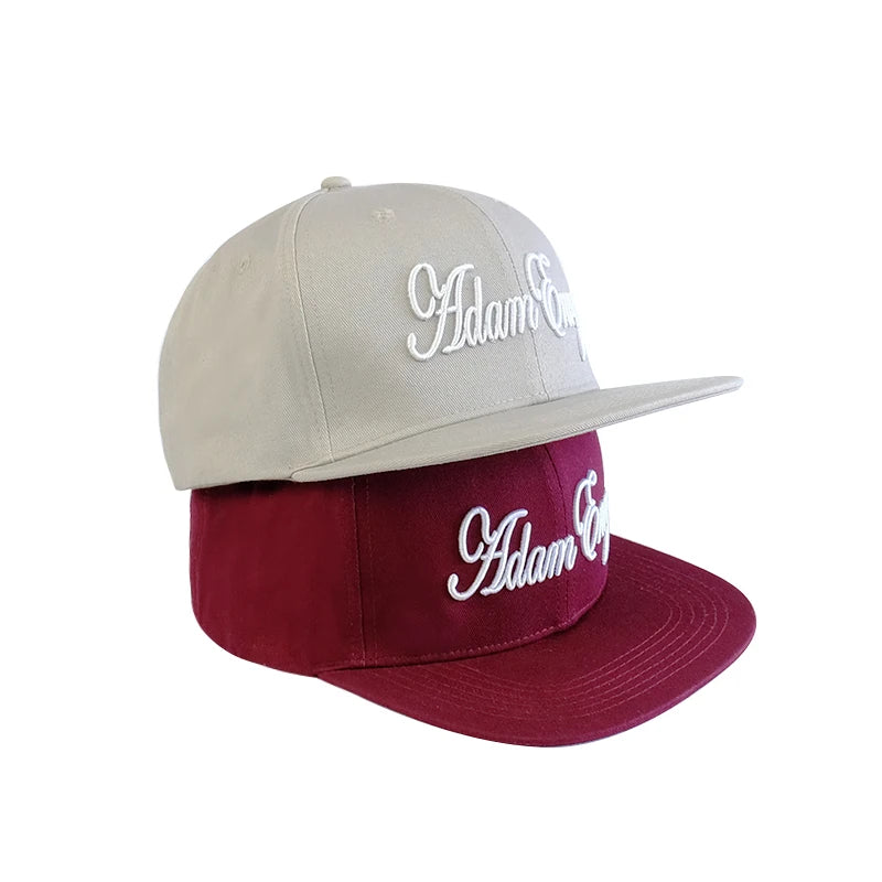 Wholesale Unisex Cotton Customized Flat Brim 3d Embroidery Adjustable Snapback Hats Caps