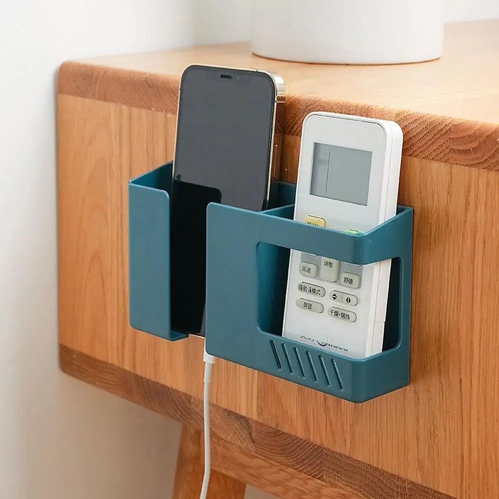 Multifunctional Wall Mounted Storage Box Punch Free Mobile Phone Remote Control Storage Rack