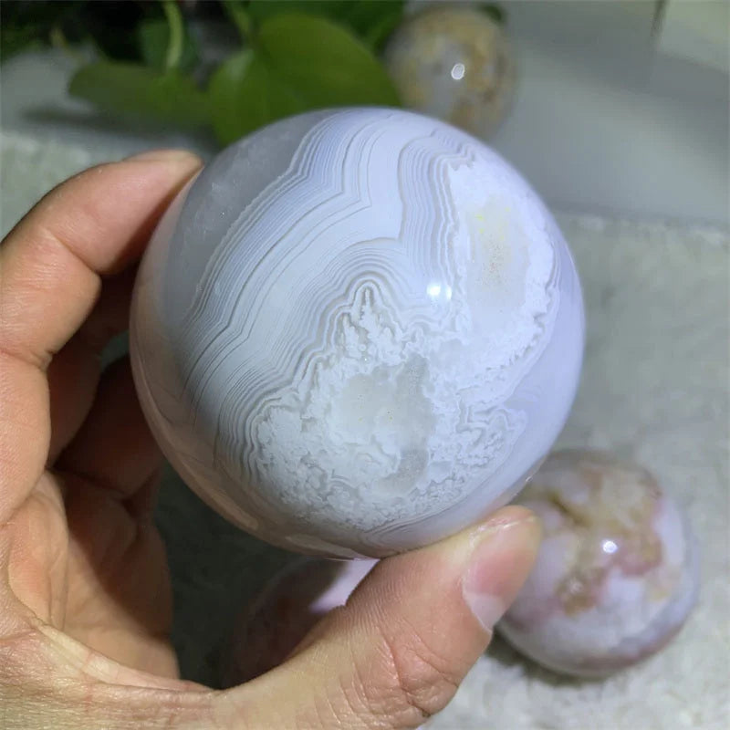 White Agate Sphere Wholesale Natural Crystal Sphere  Agate Ball for Sale