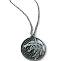 Stainless Steel Necklace Geralt Chain Wolf Head Medallion Necklace Pendant Cosplay Props Gift