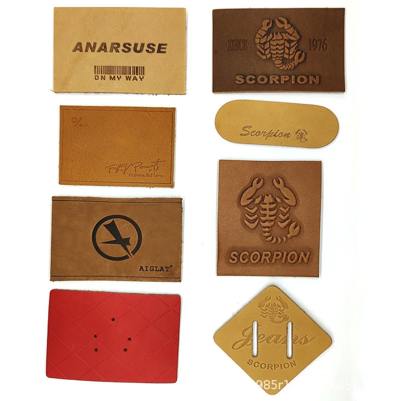 Custom Laserable Leatherette Hat Rectangle Patches Embossed Leather Patch Label Logo Embossed Sewing on PU Leather Patch