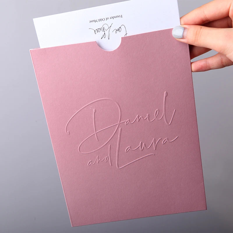 Custom Logo Embossed Pink Paper Business Envelope for Card Packaging