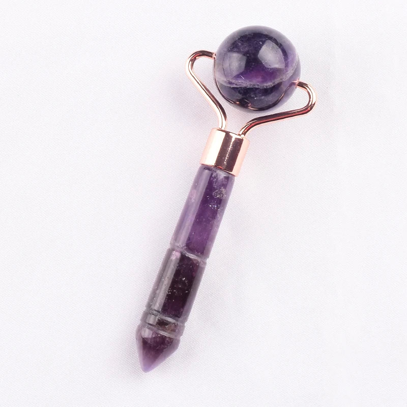 HZ Beautiful Design Vibrating Purple Jade Balls Face Roller for Guasha Board Men's Skin Care