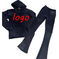 Custom Stacked Joggers Flared Oversized Hoodie and SweatPants Set Sun Dried Faded