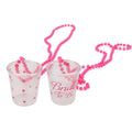 2PCS Bride To Be Shot Glasses on a Chain Necklace Hens Do Girl Night Out Party Necklace
