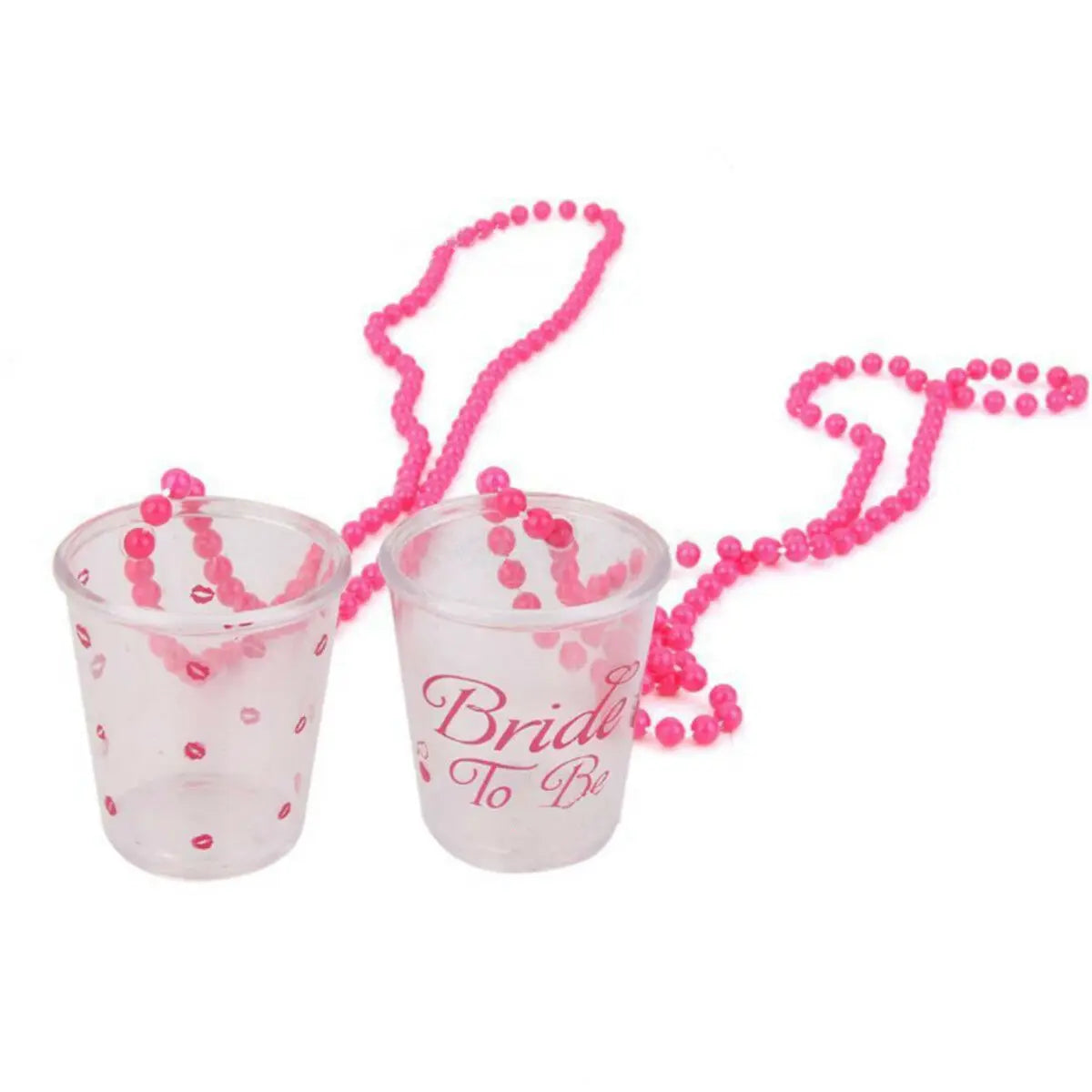 2PCS Bride To Be Shot Glasses on a Chain Necklace Hens Do Girl Night Out Party Necklace