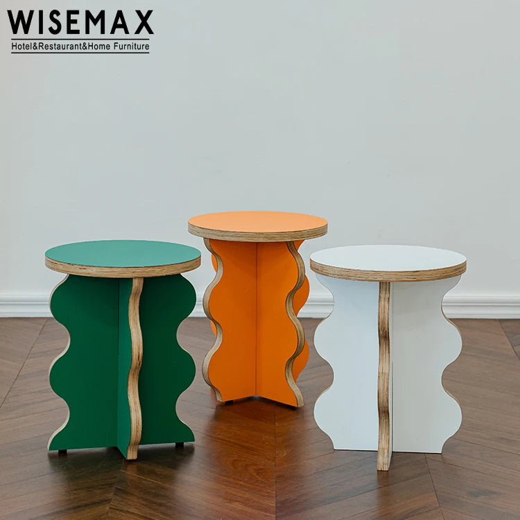 WISEMAX FURNITURE Multi-functional Home Living Room Furniture Color Round Modern Side Table Flower Shape Creative Wooden Stool