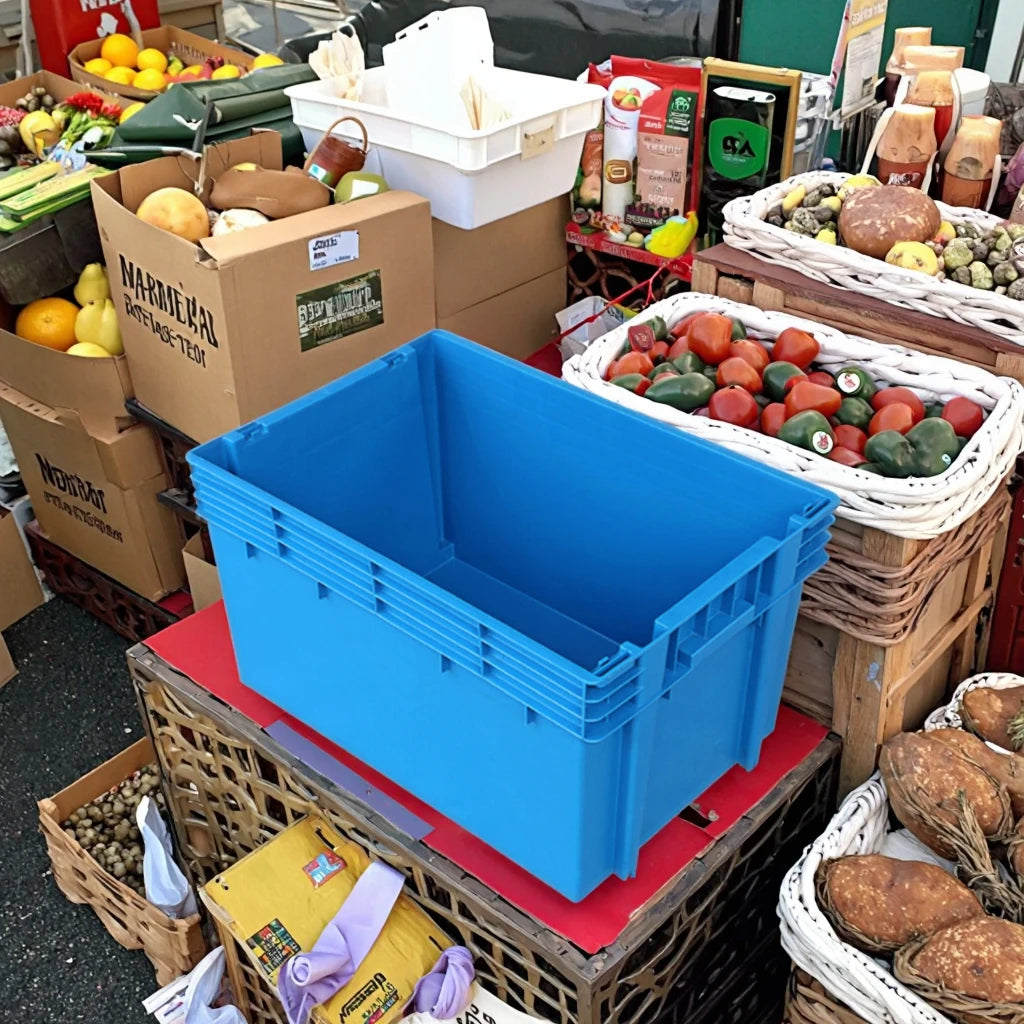 LEADLOONG Stackable Foldable Solid Box Plastic Storage Baskets Organizer Crate Customized Color for Vegetable Fruit Home