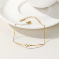 Minimalist Advanced Jewelry 18K Gold Plated Waterproof One Line Geometric Zircon Stainless Steel Bracelet