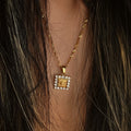 2022 Dazan Hot 18k Gold Plated Stainless Steel Initial Letter Alphabet Iced Zircon Square Pendant Wave Chain Necklace Women