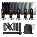 New Design Pulling Training Fitness Gym Yoga Exercise High Elasticity 100/150/200 LB 11PCS Black TPE Latex Resistance Band Set