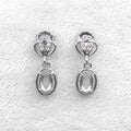Sterling Silver 4*6mm Semi Mount Stud Eardrops Empty Frame Support Blank Setting S925 Base Without Center Stone DIY for Inlay