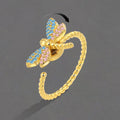 2022 Stress Relief Stackable Spinner Fidget Dragonfly Rings for Anxiety Adjustable Open Ring Women Men Girl Jewelry Gift