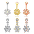 Hello Kitty Y2K Spin Belly Ring 925 Sterling Silver Stars Sea Shells Weeds Hearts Featuring Pink Stainless Steel Hearts Stud