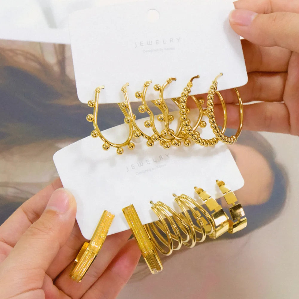 Fashion Jewelry Anti-allergy Gold Plated Hoop Earrings Women 18K Gold Big Hoop Earrings Stainless Steel Earrings Jewelry
