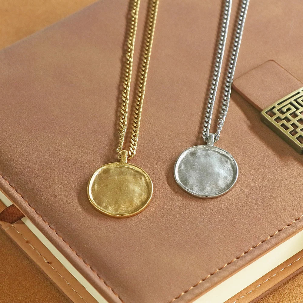 Stainless Steel Casting Made 25mm Blank Disc Pendant Necklace for Boy Girls Fashion Jewelry