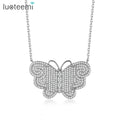 LUOTEEMI Dainty Woman Jewelry Charm Statement Diamond Pendant Chain Iced New Girl Zircon Butterfly Necklace